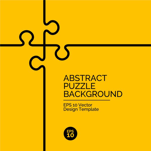 مفهوم طراحی مسطح انتزاعی با تصویر پازل در پس زمینه زرد مجموعه وکتور
