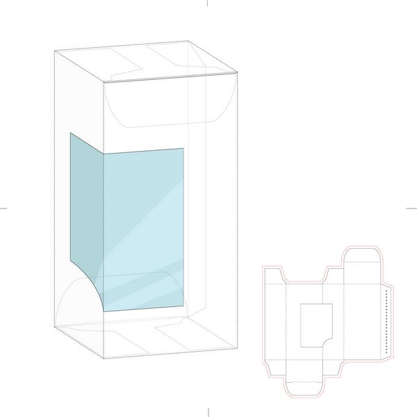 جعبه خرده فروشی با الگوی خط برش و قالب پنجره نمایش محصول