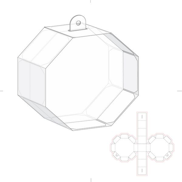 جعبه هشت ضلعی با الگوی خط قالب