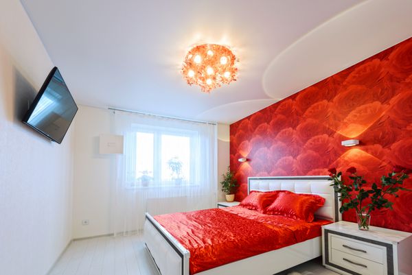 اتاق خواب راحت و دنج سفید و قرمز