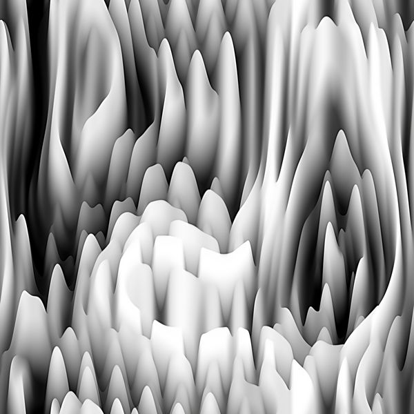 پس زمینه تک رنگ تار موج فراکتال انتزاعی هنری در رنگ های سیاه خاکستری و سفید الگوی بدون درز افکت سه بعدی