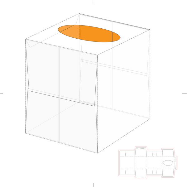جعبه توزیع دستمال کاغذی با الگوی خط قالب