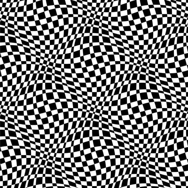 الگوی بدون درز شطرنجی سه بعدی ترکیب موج مربعی سیاه و سفید اعوجاج مربع های صفحه شطرنج خطای دید بافت برای چاپ منسوجات بسته بندی کاغذ دیواری وب سایت وبلاگ ها بردار