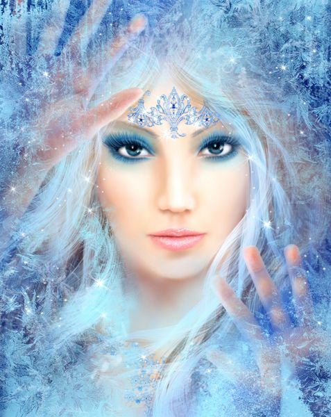ملکه برفی پری زن زیبای زمستانی پرتره تصویر