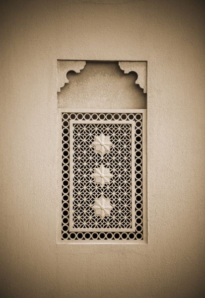 طراحی گریل پنجره از معماری قدیمی خاورمیانه جزئیات معماری عربی