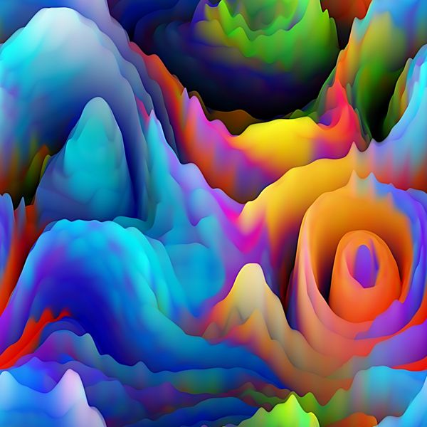 موج فراکتال انتزاعی هنری پس زمینه رنگارنگ تار در رنگ های رنگین کمان الگوی بدون درز افکت سه بعدی
