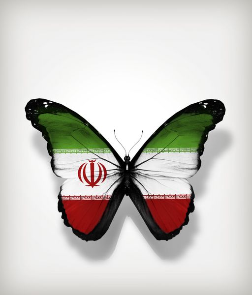 پروانه پرچم ایران روی کاغذ به عنوان کارت