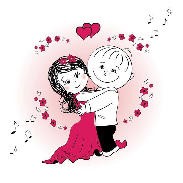 کارتون تصویری وکتور زوج عاشق رقصیدن