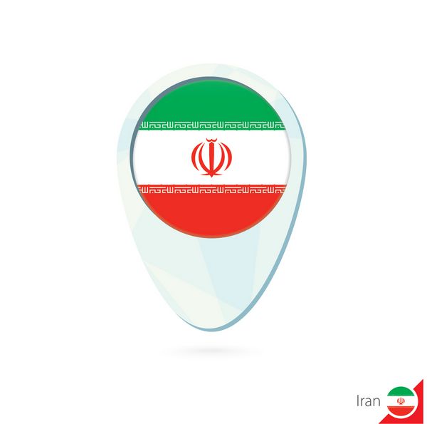 نماد پین نقشه موقعیت پرچم ایران در پس زمینه سفید وکتور