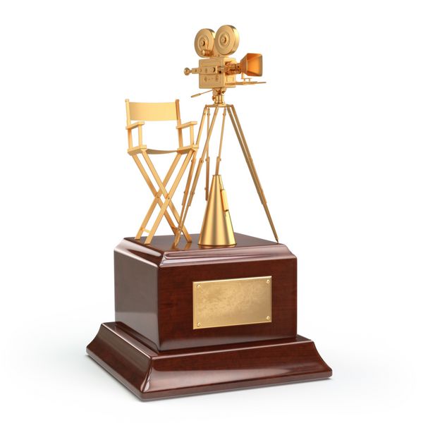 جایزه فیلم دوربین فیلم طلایی وینتیج و صندلی کارگردان 3 بعدی