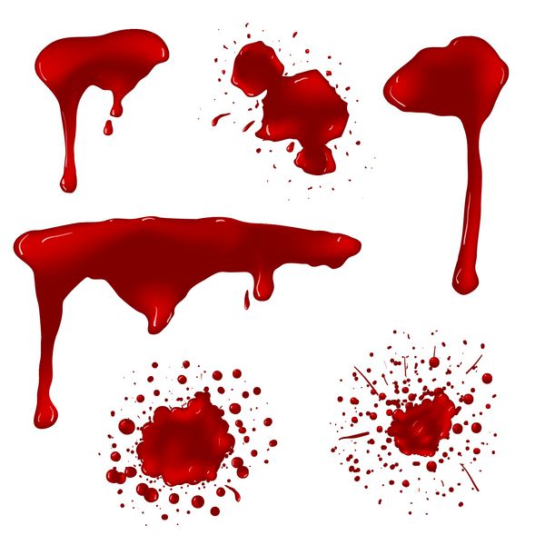 مجموعه وکتور پاشش خون واقعی تصویر مایع پاشیده جوهر لکه نقطه و لکه