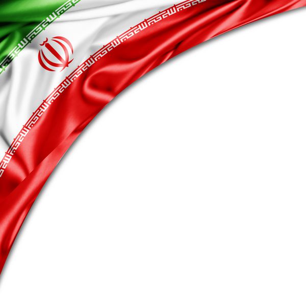پرچم ابریشم ایران با کپی برای متن یا تصاویر شما و پس زمینه سفید