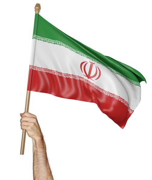 دستی که با افتخار پرچم ملی ایران را به اهتزاز در می آورد