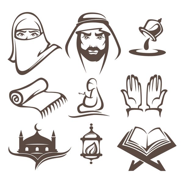 نمادها و آرم نمادهای اسلام مجموعه وکتور