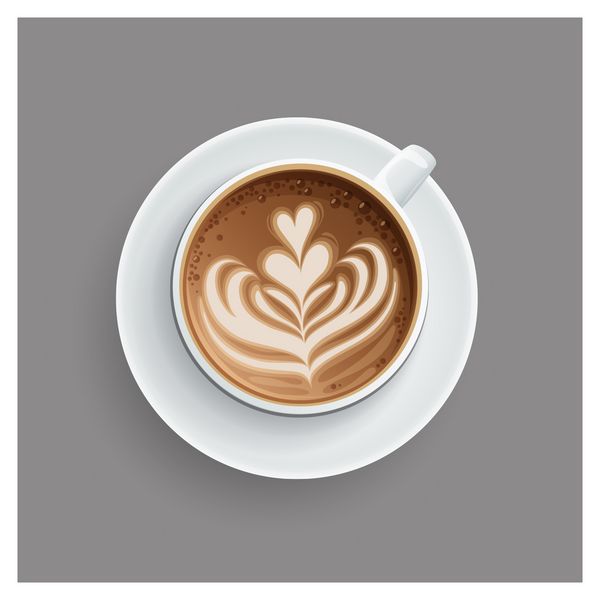 فنجان کاپوچینو با طرح قلب در بالا فنجان قهوه وکتور