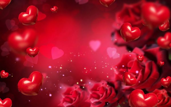 پس زمینه با قلب قرمز و گل رز کاغذ دیواری انتزاعی قرمز با حاشیه گل کلاژ پس زمینه عشق عاشقانه روز