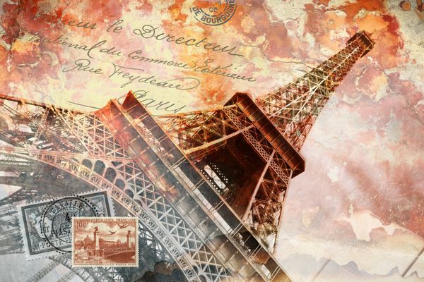 برج ایفل پاریس هنر دیجیتال انتزاعی کارت پستال
