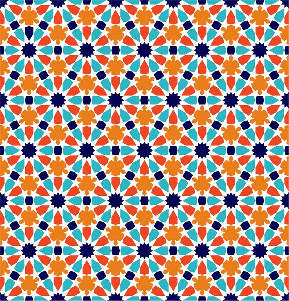 رنگ الگوی اسلامی وکتور پس زمینه هندسی بدون درز به سبک عربی