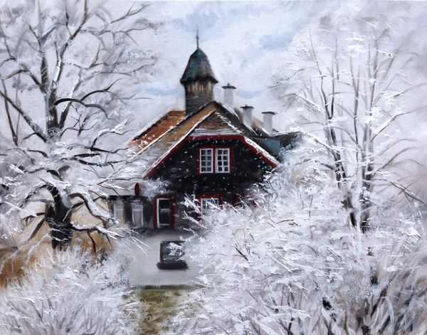 نقاشی صحنه زمستانی