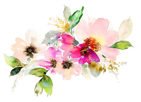 گلها تصویر آبرنگ ترکیب مرد روز مادر عروسی تولد عید پاک روز رنگهای پاستل بهار تابستان