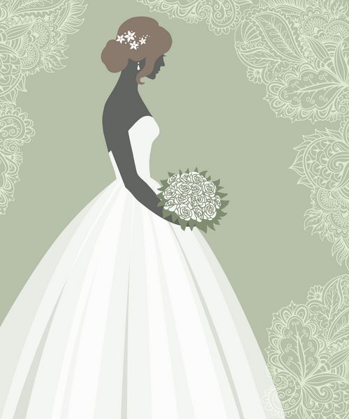 عروس در لباس عروسی وکتور برای طراحی دعوت نامه بروشور کارت تبریک الگوی نمایش عروس