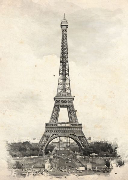 پاریس فرانسه تصویر قدیمی با برج ایفل la tour eiffel در پاریس فرانسه