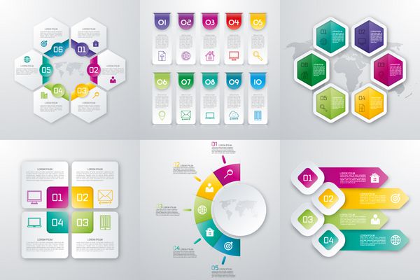 اینفوگرافیک مجموعه وکتور قالب برای بروشور کسب و کار طراحی وب