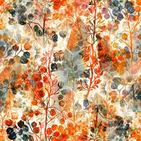 علف و پر را نقش می بندد الگوی بدون درز قاب بوهو گل‌های مد روز با آبرنگ ترکیبی دیجیتال برای منسوجات پارچه‌ها سوغاتی‌ها بسته‌بندی کارت‌های تبریک و اسکرپ بوک