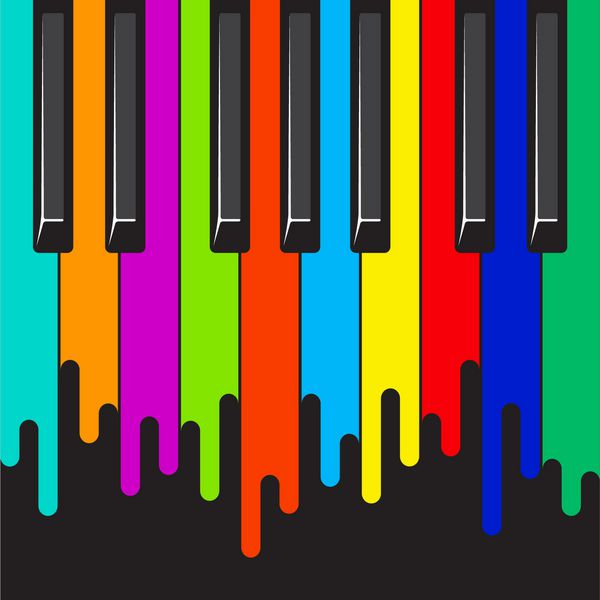 پیانوی رنگین کمانی وکتور رنگ جریان دارد