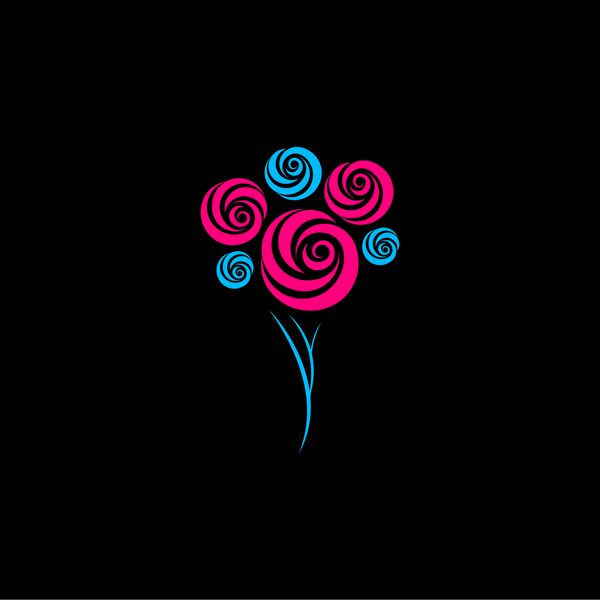 دسته گل رز زیبا وکتور کاغذ اریگامی از گل های رنگارنگ لوگوی تبریک