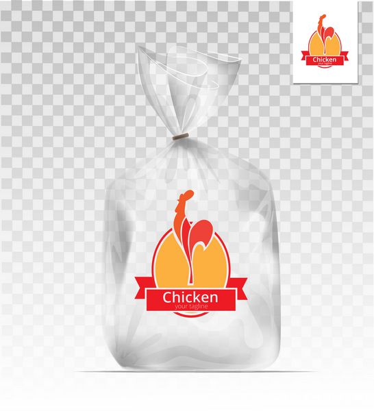 کیسه هدیه پلاستیکی شفاف خالی با مرغ آرم قالب طراحی لوگو طراحی لوگو شرکت