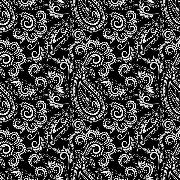 الگوی سیاه و سفید بدون درز با گل و گل زیور آلات قومی سنتی پس زمینه وکتور