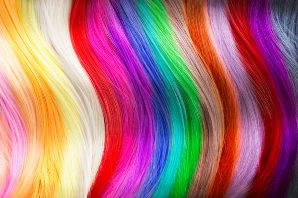 پالت رنگ مو پس زمینه بافت مو مجموعه رنگ مو رنگ ها نمونه رنگ موهای رنگ شده