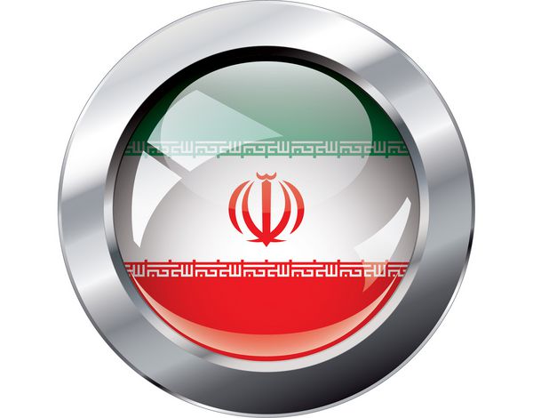 وکتور پرچم دکمه براق ایران شی انتزاعی جدا شده در برابر پس زمینه سفید