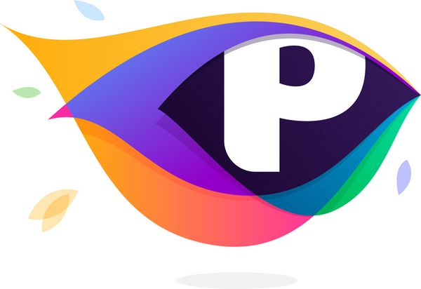 آرم حرف p در نماد پر نخود حروف الفبای وکتور چند رنگ برای نماد برنامه هویت شرکت کارت برچسب ها یا پوسترها