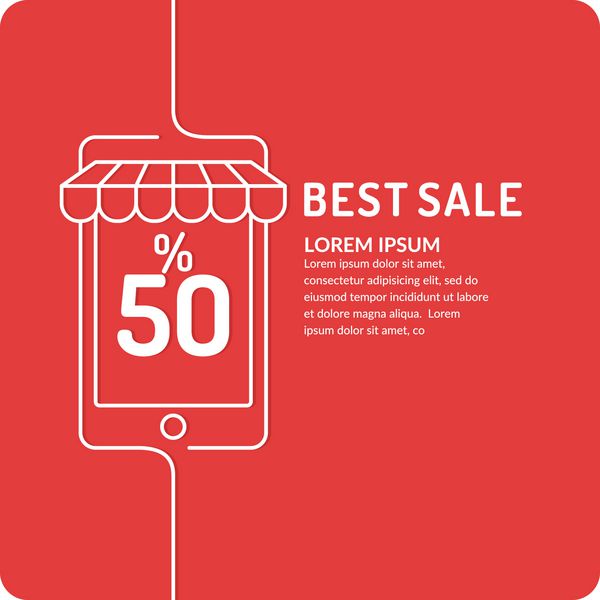 پوستر وکتور خطی اصلی بهترین فروش و فروش خرید اینترنتی و خرید اینترنتی شبح خطی گوشی