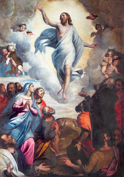 برشیا ایتالیا - 22 مه 2016 عروج نقاشی ارباب در کلیسای chiesa di santa maria del carmine اثر برناردینو گاندینو 1587 - 1651
