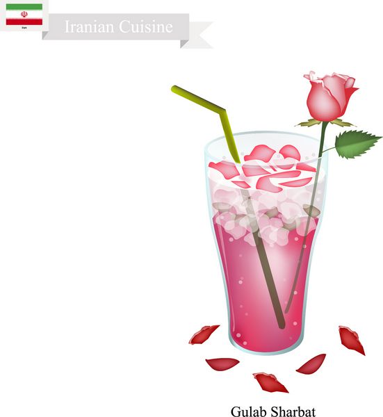 غذاهای ایرانی گلاب شربت یا نوشیدنی سنتی که از گلبرگ های گل رز و شربت معطر تهیه می شود یکی از محبوب ترین نوشیدنی ها در ایران