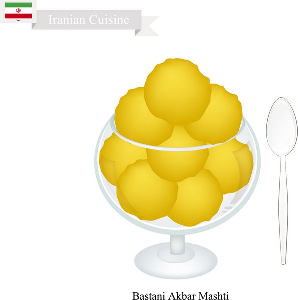 غذاهای ایرانی باستانی آک مشتی یا بستنی سنتی از شیر تخم مرغ شکر گلاب و زعفران یکی از محبوب ترین دسرهای ایران