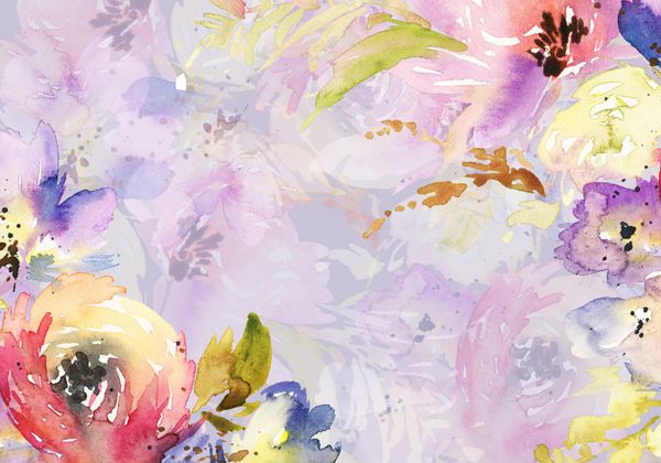 کارت تبریک با گل رنگهای پاستل دست ساز نقاشی آبرنگ عروسی تولد روز مادر دوش عروس