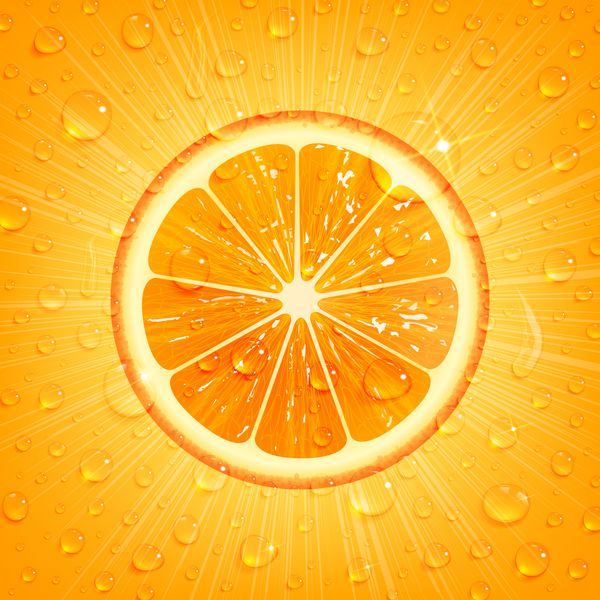 پس زمینه نارنجی با طراوت با قطرات آب