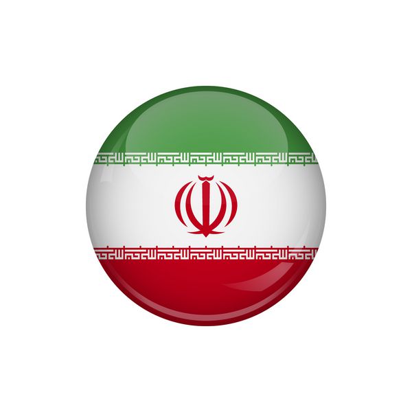 پرچم تهران یک دکمه گرد با تابش خیره کننده نشان پرچم گرد