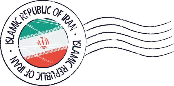 تمبر و پرچم پستی گرانج ایران در زمینه سفید
