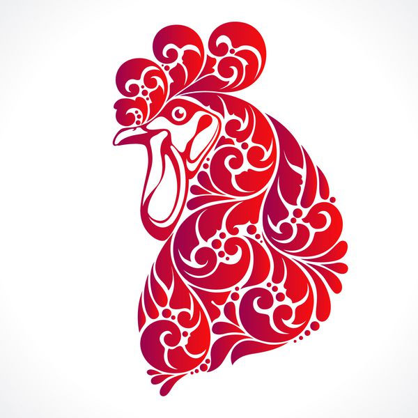 قرمز تزئینی تزئینی جدا شده روی سفید وکتور تصویر آتش انتزاعی - نماد سال 2017 لوگو عنصر طراحی بسته بندی بنر پوستر علامت تجاری هویت نام تجاری