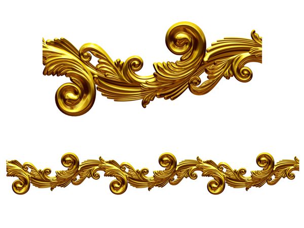 بخش طلایی زینتی برای فریز قاب یا حاشیه تصویر سه بعدی