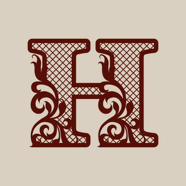 حروف اولیه h الگوی روباز حکاکی شده با گل قالب را می توان برای برش لیزری یا چاپ کارت تبریک و عروسی دعوت نامه طراحی داخلی و غیره استفاده کرد