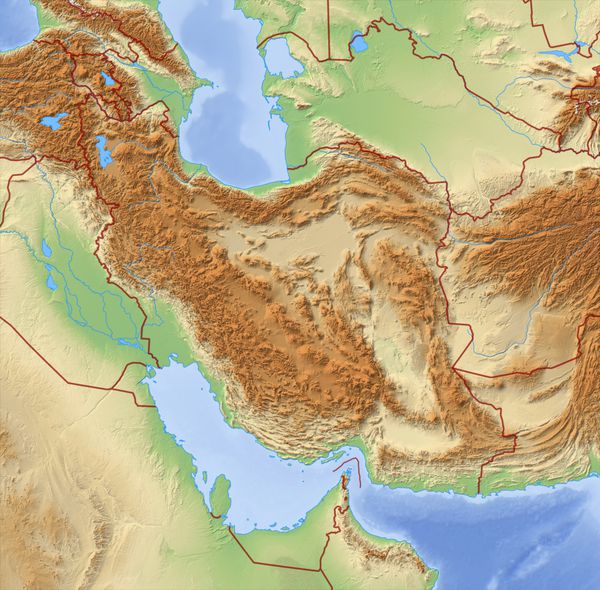 نقشه برجسته ایران - رندر سه بعدی
