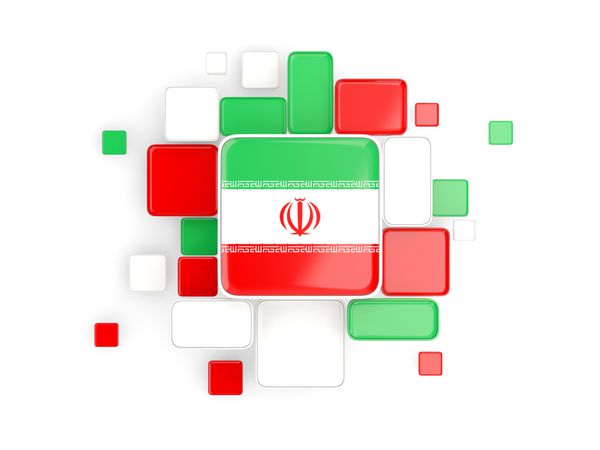 پرچم ایران زمینه موزاییک با قطعات مربع تصویر سه بعدی