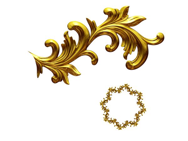 بخش زینتی طلایی اسلالوم نسخه گرد زاویه چهل و پنج درجه برای گوشه یا دایره تصویر سه بعدی