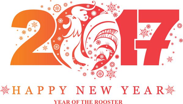 نماد خروس 2017 در تقویم چینی سیلوئت از عنصر وکتور برای طراحی سال جدید